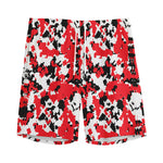 Red White And Black Digital Camo Print Men's Sports Shorts