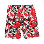 Red White And Black Digital Camo Print Men's Sports Shorts