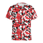 Red White And Black Digital Camo Print Men's Sports T-Shirt