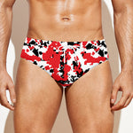 Red White And Black Digital Camo Print Men's Swim Briefs