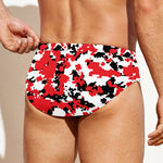 Red White And Black Digital Camo Print Men's Swim Briefs