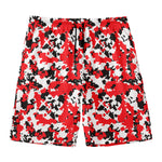Red White And Black Digital Camo Print Men's Swim Trunks