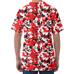 Red White And Black Digital Camo Print Men's Velvet T-Shirt