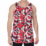 Red White And Black Digital Camo Print Men's Velvet Tank Top