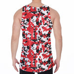 Red White And Black Digital Camo Print Men's Velvet Tank Top