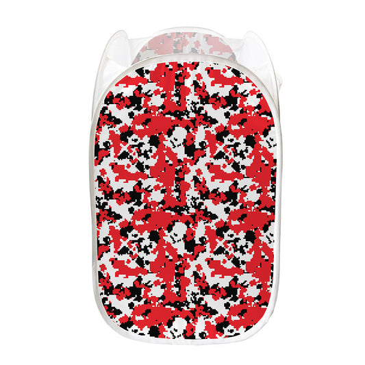 Red White And Black Digital Camo Print Mesh Laundry Hamper