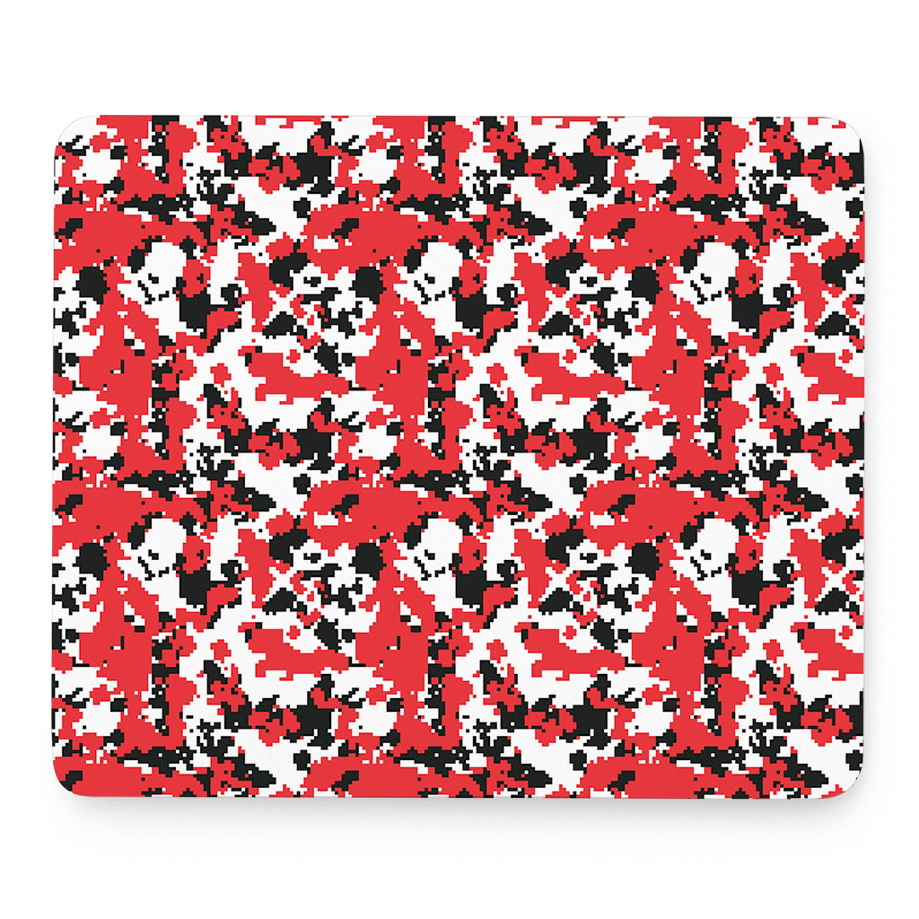 Red White And Black Digital Camo Print Mouse Pad