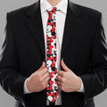Red White And Black Digital Camo Print Necktie