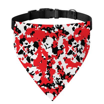 Red White And Black Digital Camo Print Over The Collar Dog Bandana