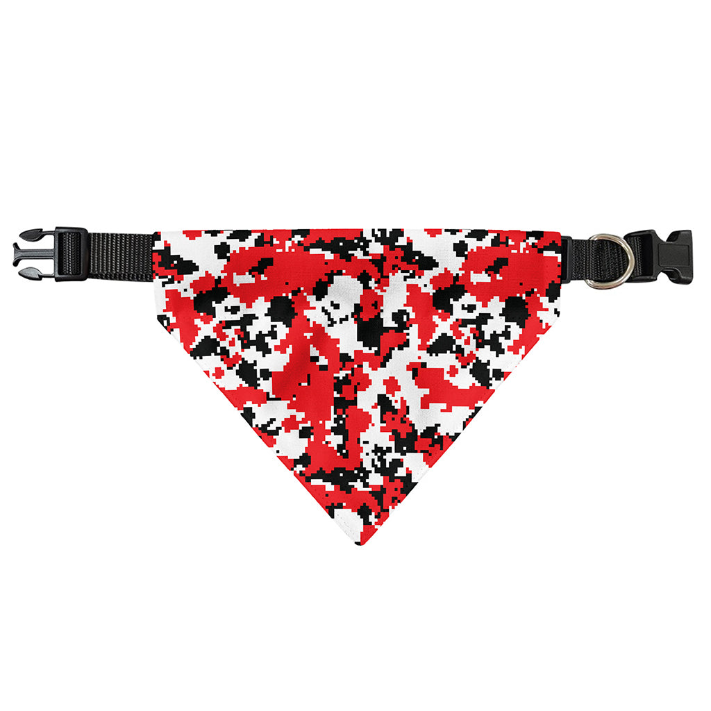 Red White And Black Digital Camo Print Over The Collar Dog Bandana