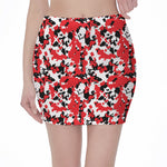 Red White And Black Digital Camo Print Pencil Mini Skirt