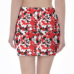 Red White And Black Digital Camo Print Pencil Mini Skirt