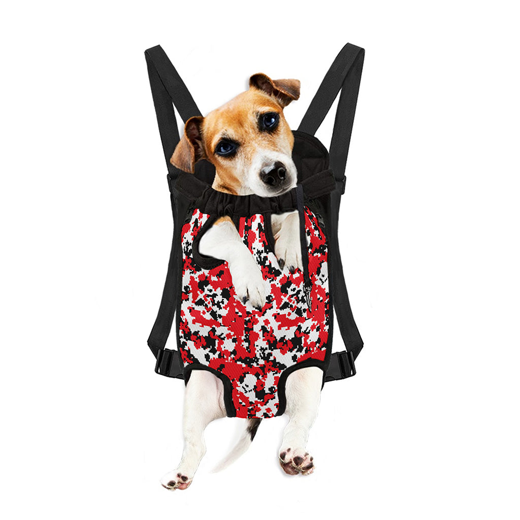 Red White And Black Digital Camo Print Pet Carrier Backpack
