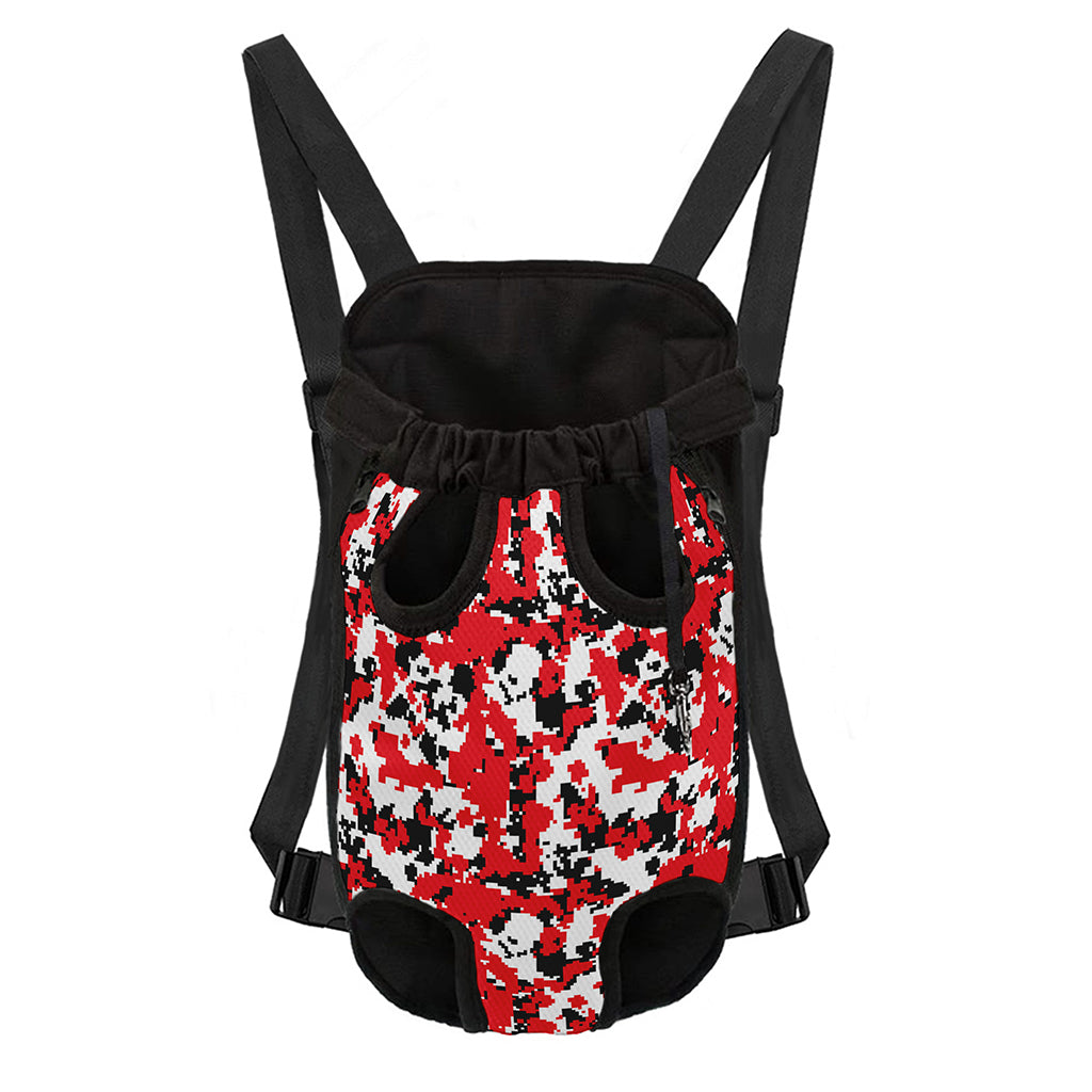 Red White And Black Digital Camo Print Pet Carrier Backpack