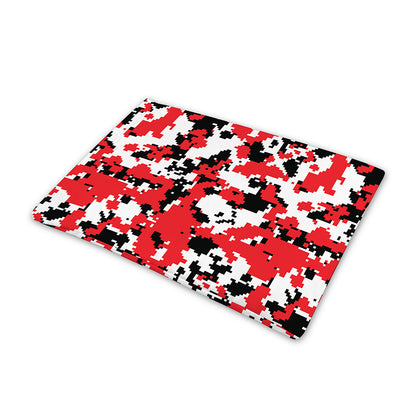 Red White And Black Digital Camo Print Pet Cooling Mat Cover