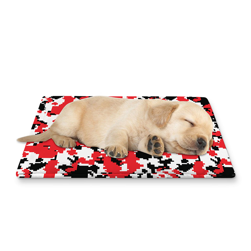 Red White And Black Digital Camo Print Pet Cooling Mat Cover