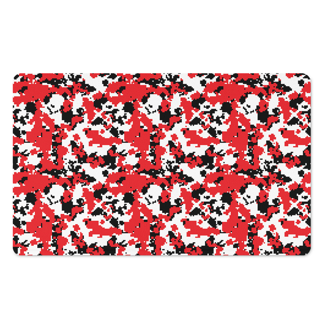Red White And Black Digital Camo Print Polyester Doormat