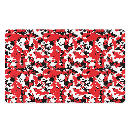 Red White And Black Digital Camo Print Polyester Doormat