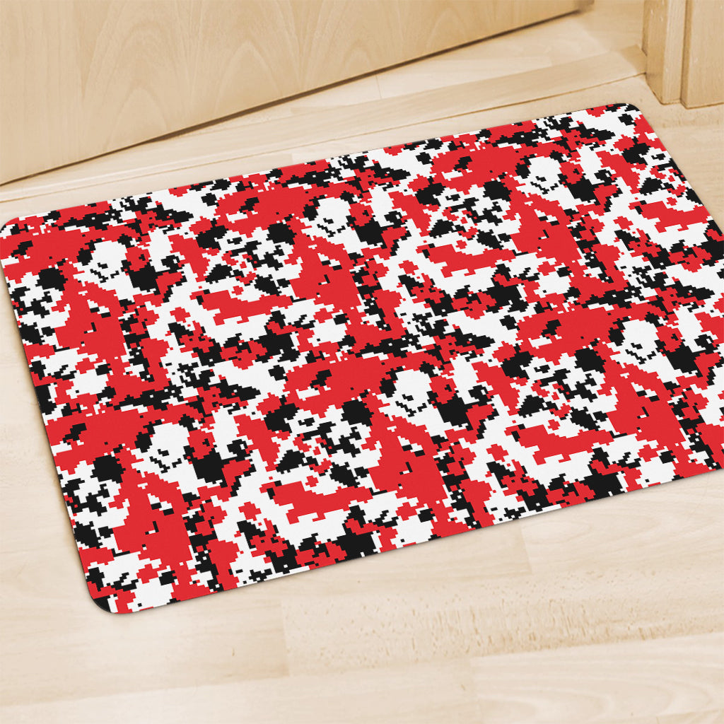 Red White And Black Digital Camo Print Polyester Doormat
