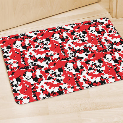 Red White And Black Digital Camo Print Polyester Doormat