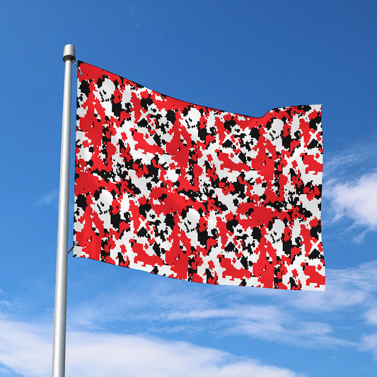 Red White And Black Digital Camo Print Polyester Flag