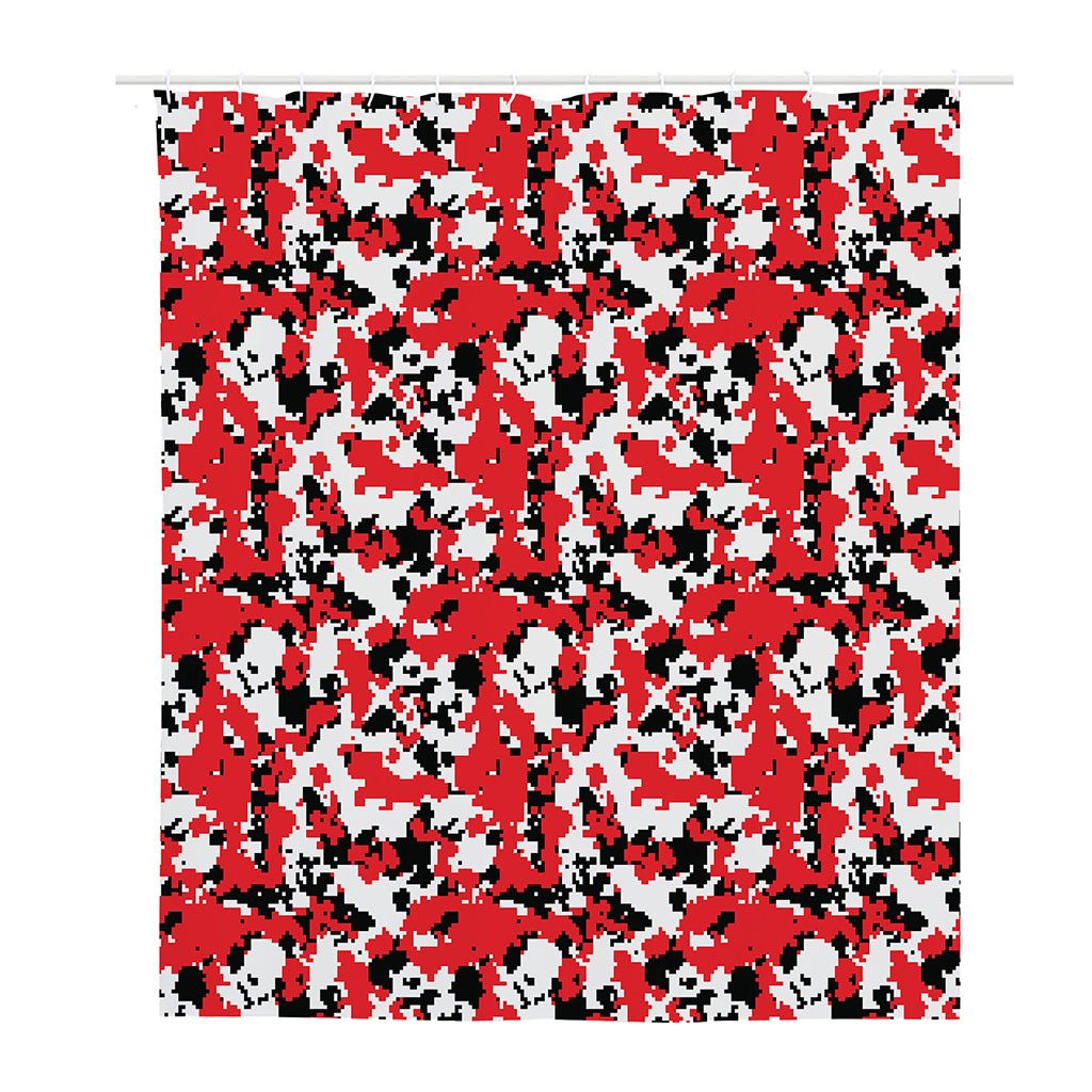 Red White And Black Digital Camo Print Polyester Shower Curtain