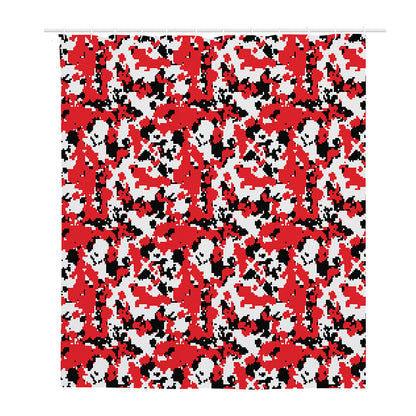 Red White And Black Digital Camo Print Polyester Shower Curtain