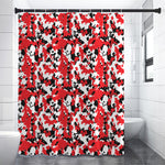 Red White And Black Digital Camo Print Premium Shower Curtain