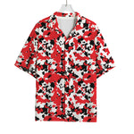 Red White And Black Digital Camo Print Rayon Hawaiian Shirt