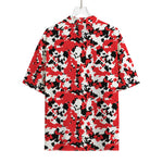 Red White And Black Digital Camo Print Rayon Hawaiian Shirt