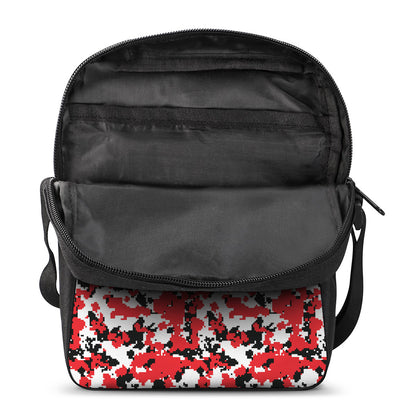 Red White And Black Digital Camo Print Rectangular Crossbody Bag
