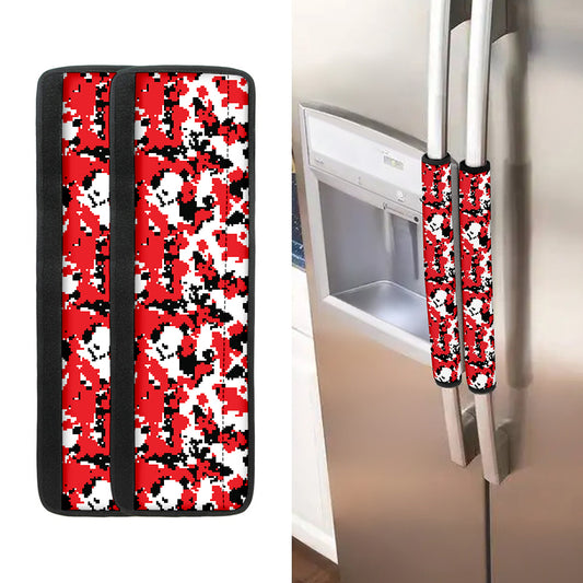Red White And Black Digital Camo Print Refrigerator Handle Covers