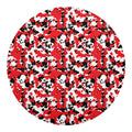 Red White And Black Digital Camo Print Round Blanket