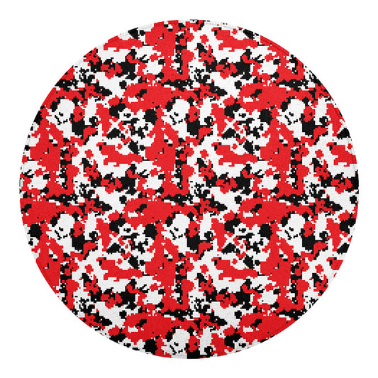 Red White And Black Digital Camo Print Round Blanket