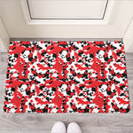 Red White And Black Digital Camo Print Rubber Doormat