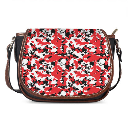 Red White And Black Digital Camo Print Saddle Bag
