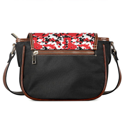 Red White And Black Digital Camo Print Saddle Bag