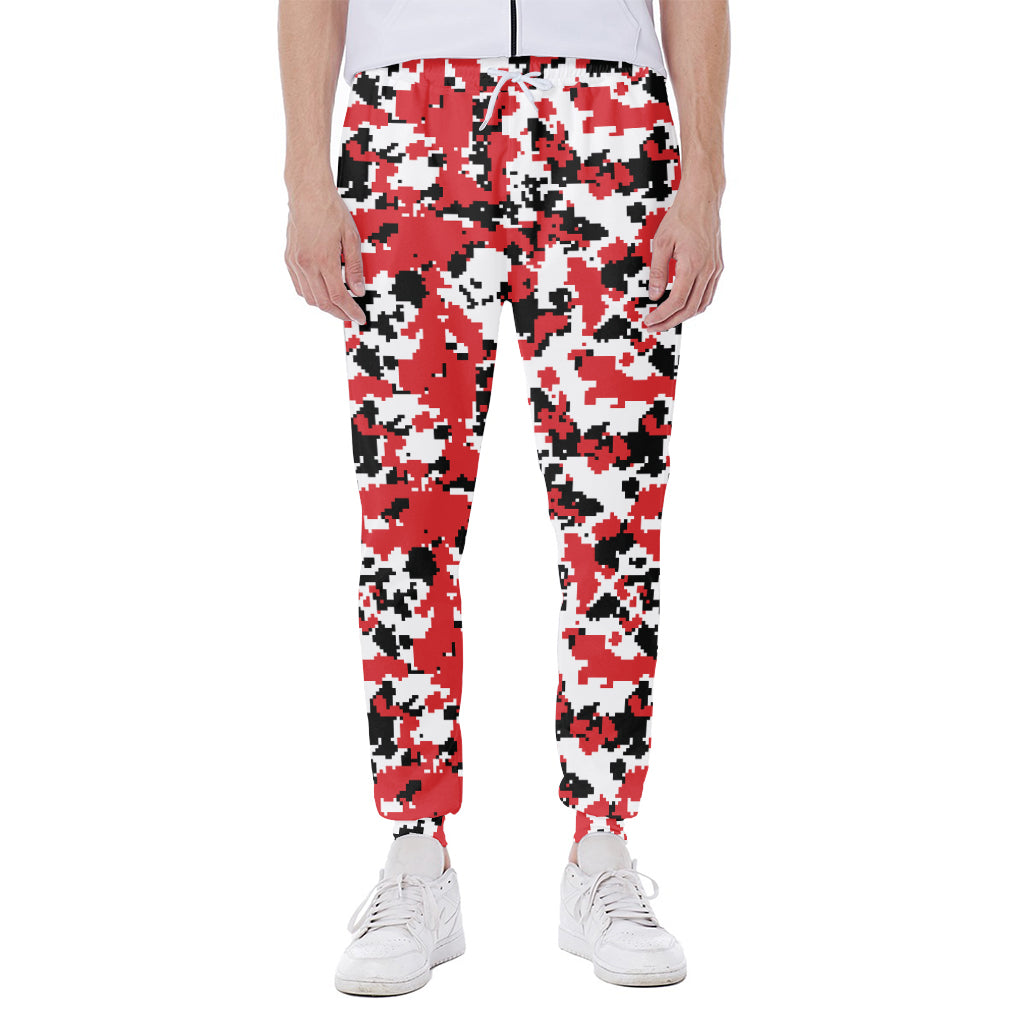 Red White And Black Digital Camo Print Scuba Joggers