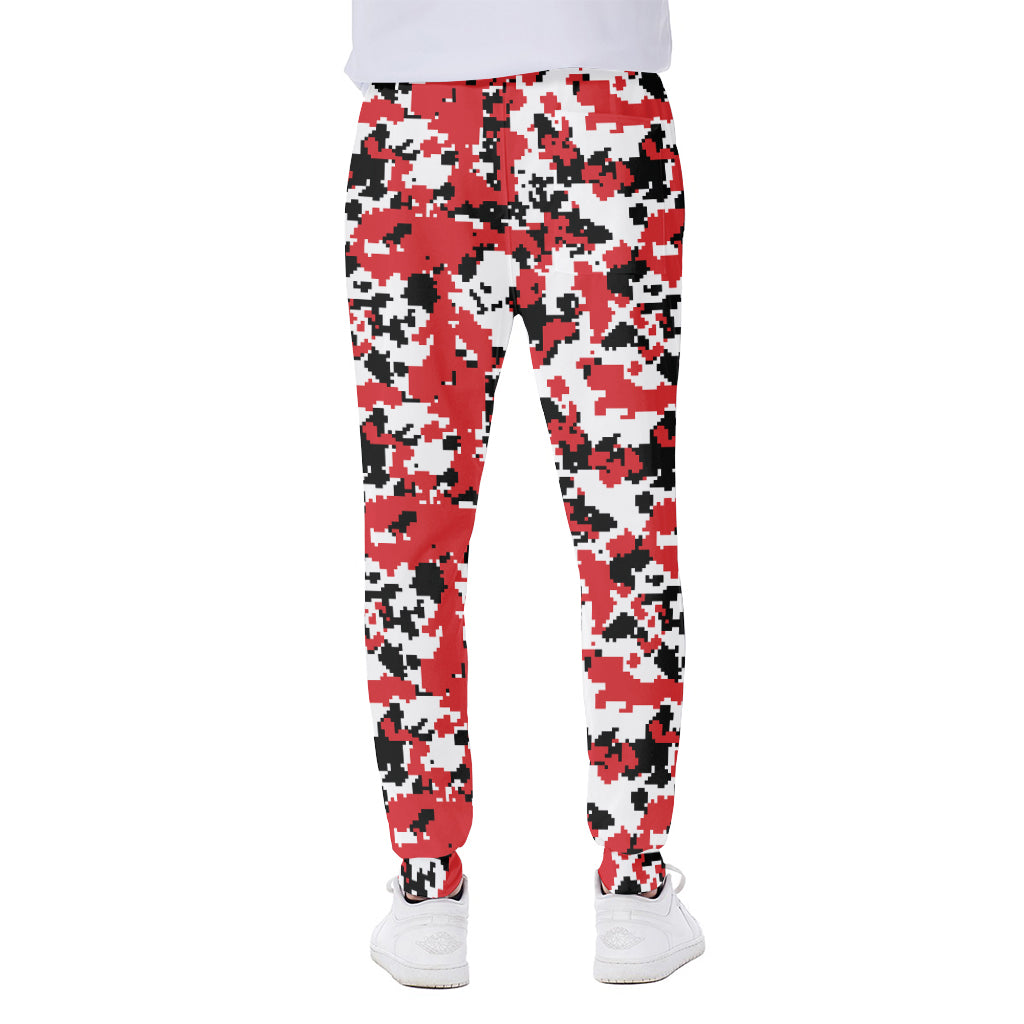 Red White And Black Digital Camo Print Scuba Joggers