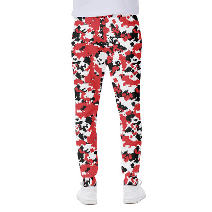 Red White And Black Digital Camo Print Scuba Joggers