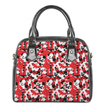 Red White And Black Digital Camo Print Shoulder Handbag