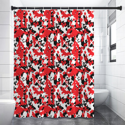Red White And Black Digital Camo Print Shower Curtain