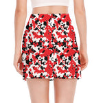Red White And Black Digital Camo Print Side Slit Mini Skirt