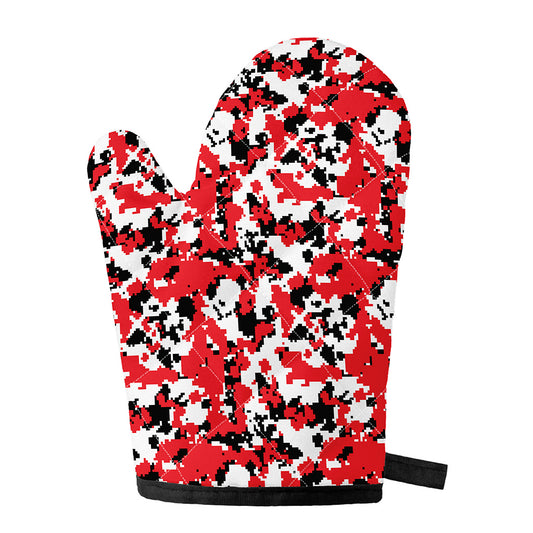 Red White And Black Digital Camo Print Single Oven Mitt