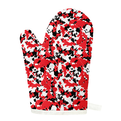 Red White And Black Digital Camo Print Single Oven Mitt
