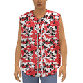 Red White And Black Digital Camo Print Sleeveless Baseball Jersey