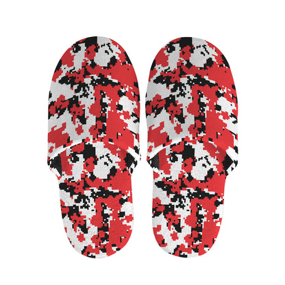 Red White And Black Digital Camo Print Slippers