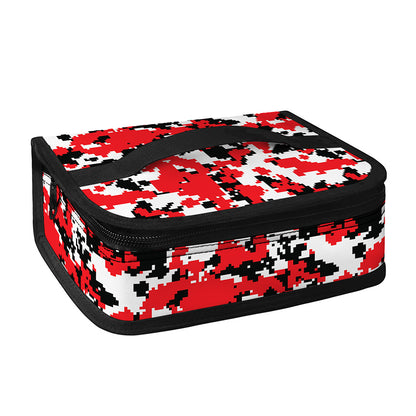 Red White And Black Digital Camo Print Small Lunch Bag