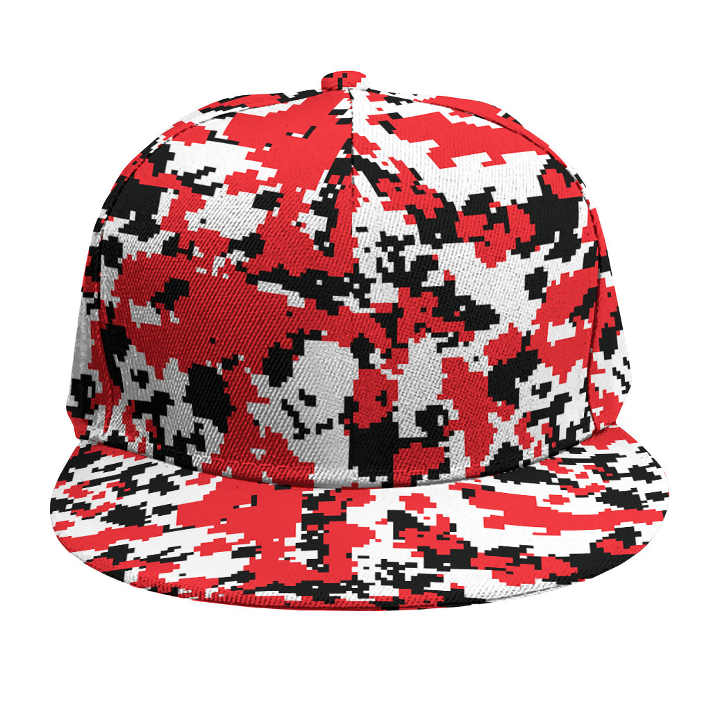 Red White And Black Digital Camo Print Snapback Cap
