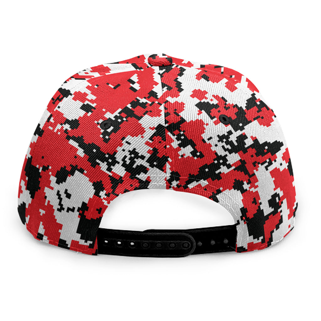 Red White And Black Digital Camo Print Snapback Cap